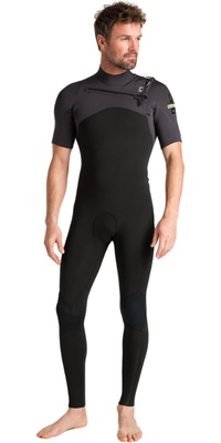 2026 C-Skins Mens NuWave Session Lite 2/ 2mm Chest Zip Short Arm Wetsuit C-NSEL22SAM - Black / Meteor